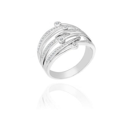 Pierścionek srebrny szeroki z cyrkoniami