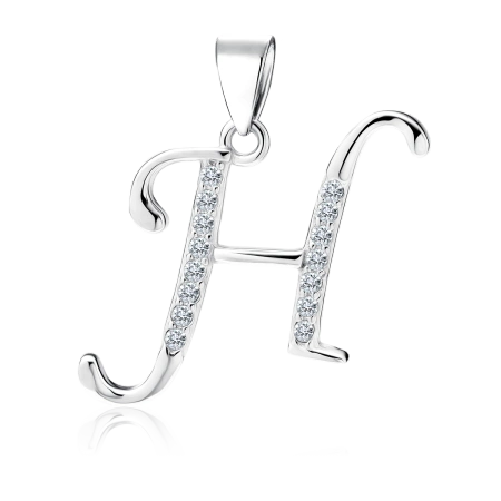 Zawieszka srebrna litera H z cyrkoniami
