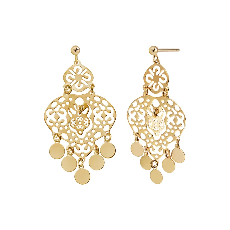 Kolczyki pozłacane wiszące ażurowe długie