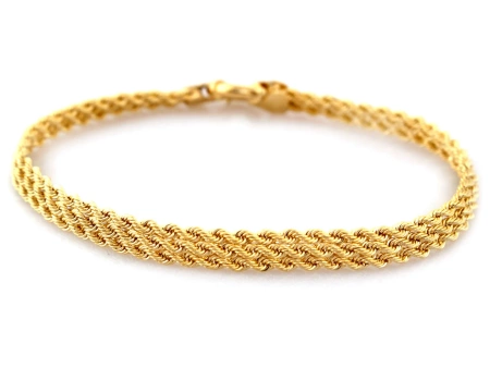 Złota bransoletka z trzech łańcuszków o splocie Korda