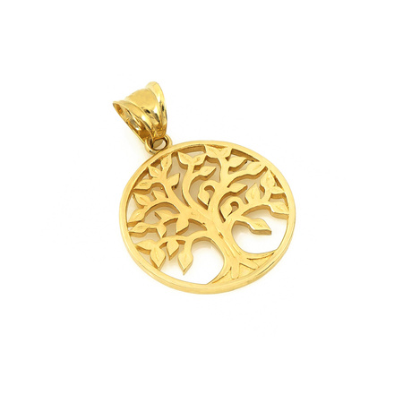 Złota zawieszka drzewo w kole