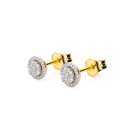 Złote kolczyki okrągłe z diamentami