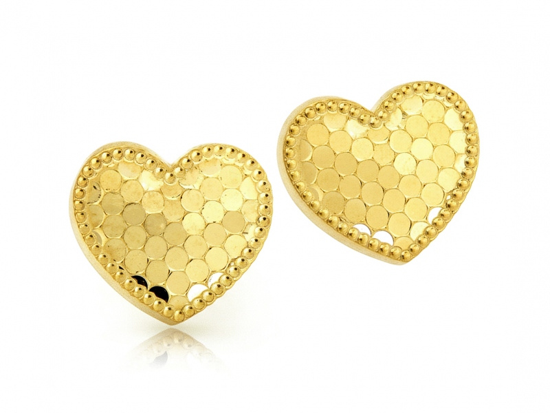 Złote kolczyki serca diamentowane