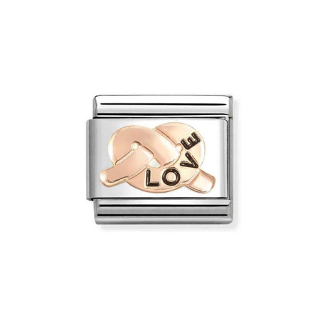 Element link do bransoletek Nomination Composable Stal + różowe złoto 9k supeł LOVE