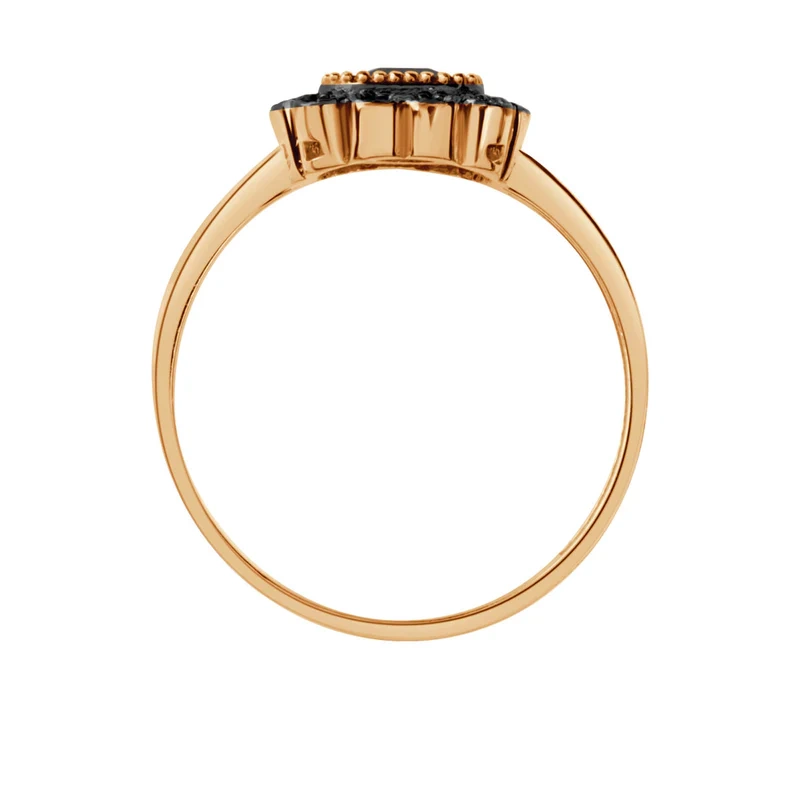 Pierścionek pozłacany z czarnymi cyrkoniami
