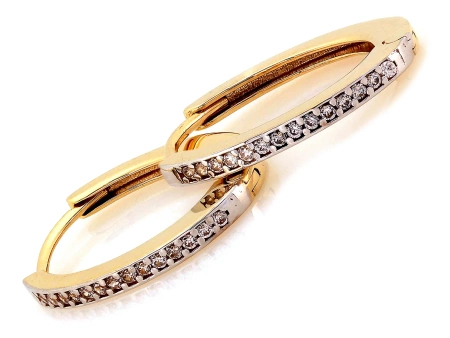 Złote kolczyki owalne koła z cyrkoniami