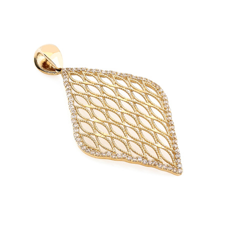 Zawieszka złota duża geometryczna ażurowa z cyrkoniami