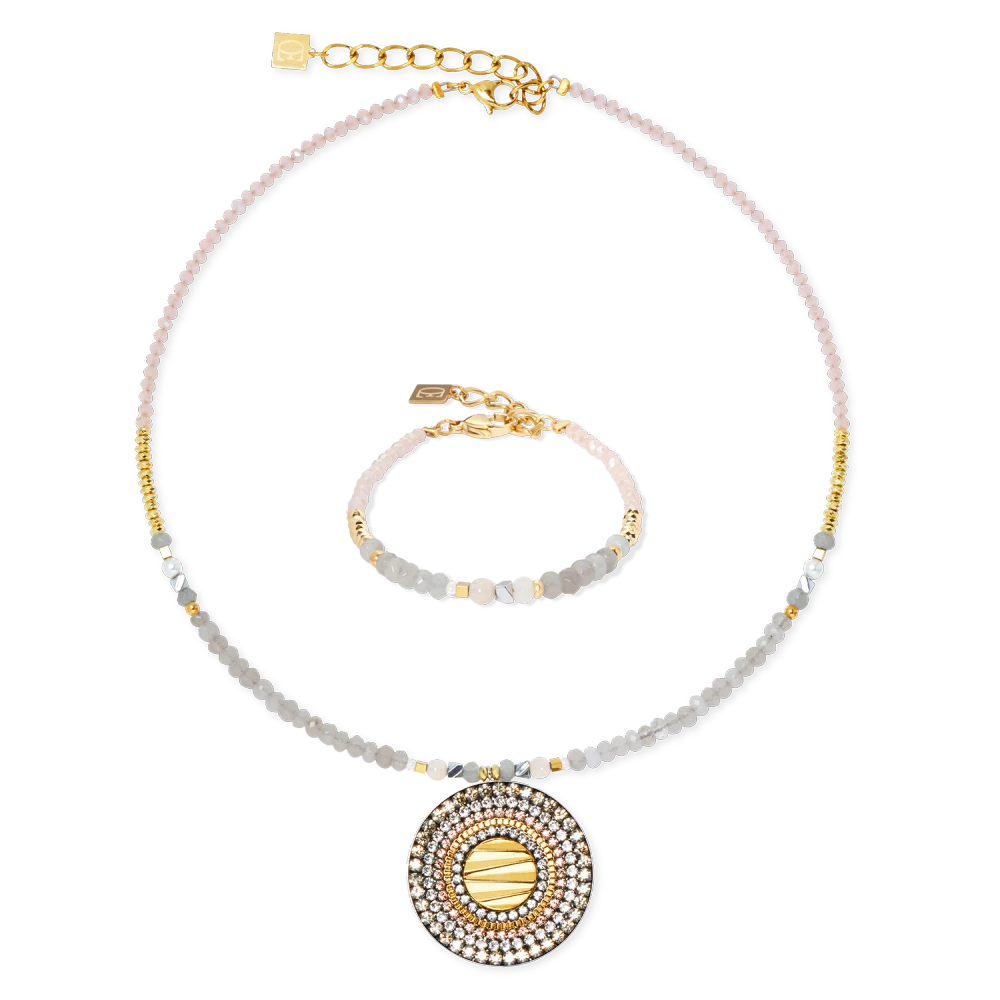 Naszyjnik Amulet Modern Future złoto-beż