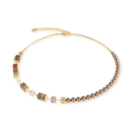 Naszyjnik GeoCUBE® Precious Fusion Pearls w kolorze beżowym