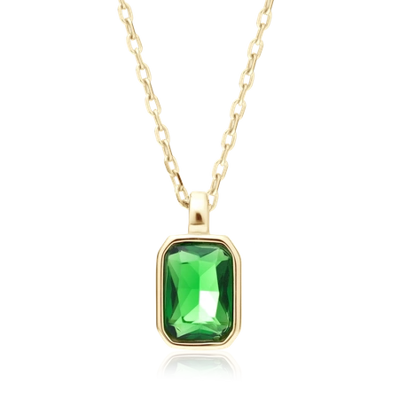 Naszyjnik srebrny pozłacany ze szmaragdową cyrkonią