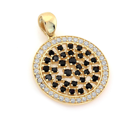 Złota zawieszka okrągła z cyrkoniami