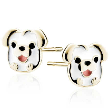 Kolczyki pozłacane emaliowane pieski