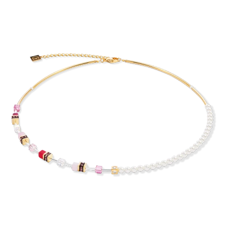 Naszyjnik GeoCUBE® Mini Fusion Pearls w kolorze złoto-różowym
