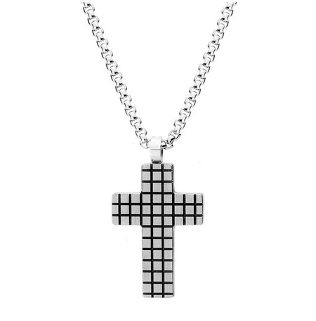 Naszyjnik męski krzyż stal szlachetna