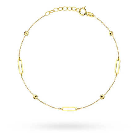 Bransoletka złota diamentowane kuleczki i ogniwa