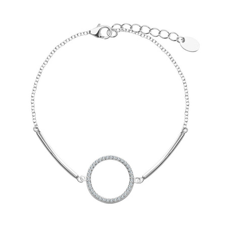 Bransoletka srebrna kółko z cyrkoniami