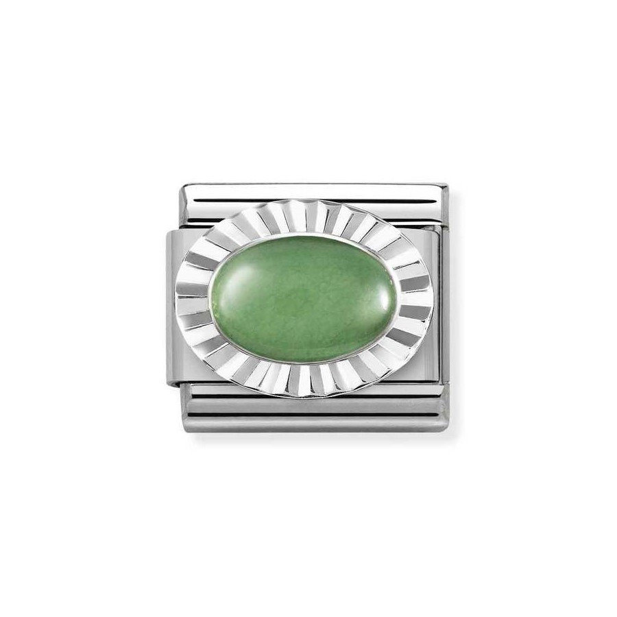 Element link do bransoletek Nomination Composable Stal + Srebro 925 zielony awenturyn