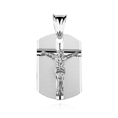 Srebrny  medalik przedstawiający Jezusa na krzyżu