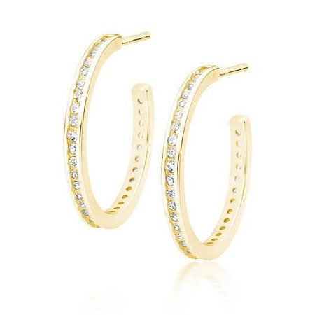 Kolczyki srebrne pozłacane koła z cyrkoniami