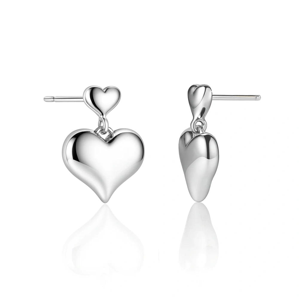 Kolczyki srebrne wiszące serduszka
