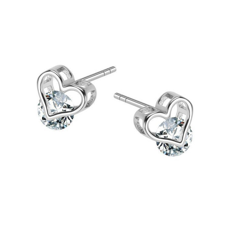 Kolczyki srebrne serduszka z cyrkonią