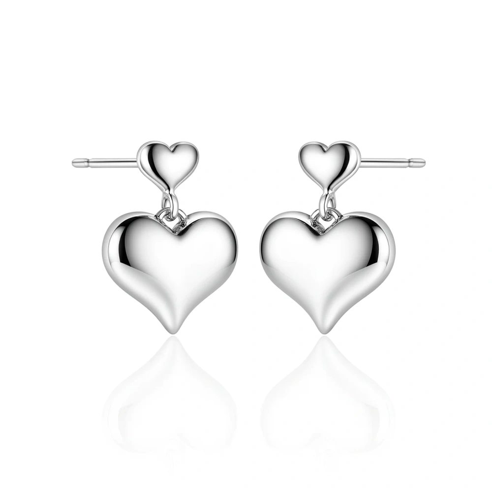 Kolczyki srebrne wiszące serduszka