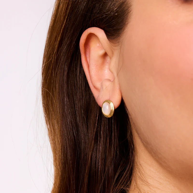 Kolczyki pozłacane z masą perłową