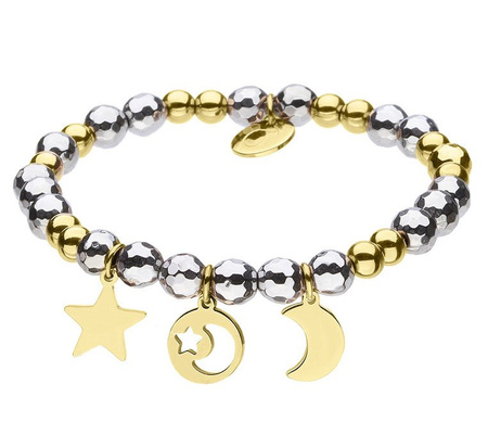 Bransoletka stal szlachetna hematyt zawieszki