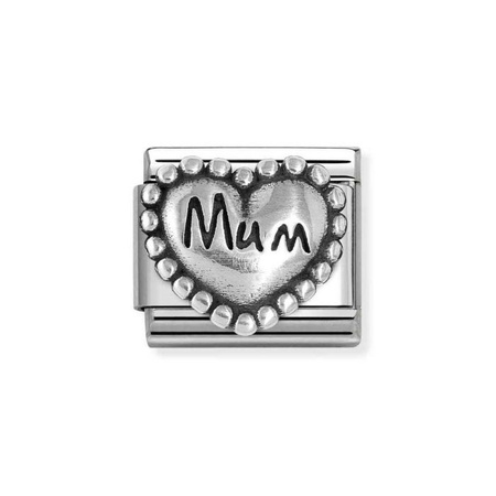 Element link do bransoletek Nomination Composable Stal + Srebro 925 serce z napisem MUM