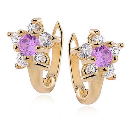 Kolczyki srebro pozłacane kwiatek z cyrkoniami