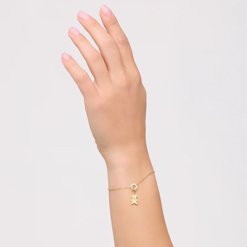 Zawieszka pozłacana do bransoletek miś