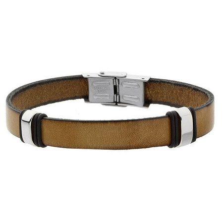 Bransoletka męska stal szlachetna skóra