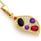 Złote zawieszka z kolorowymi kamieniami