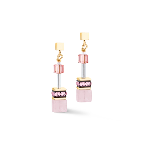 Kolczyki GeoCUBE® Iconic Precious w kolorze różowo-pomarańczowym