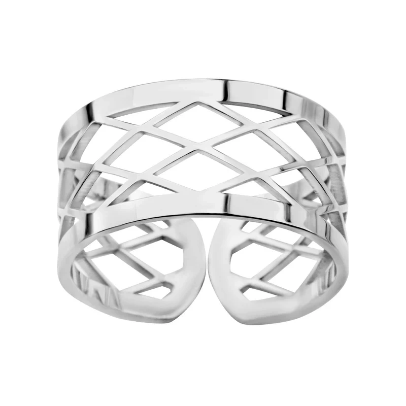 Pierścionek srebrny obrączka ażurowa szeroka