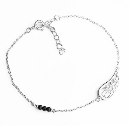 Bransoletka srebro rodowane skrzydło spinel