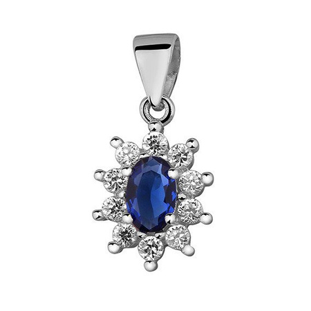 Srebrna zawieszka z szafirową cyrkonią