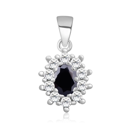 Srebrna zawieszka z czarną  cyrkonią