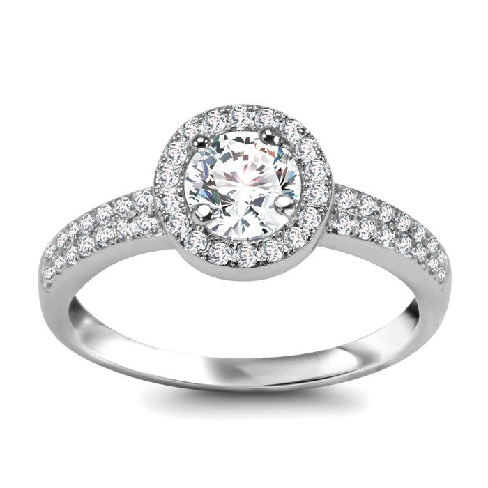 Pierścionek srebrny rodowany z cyrkoniami