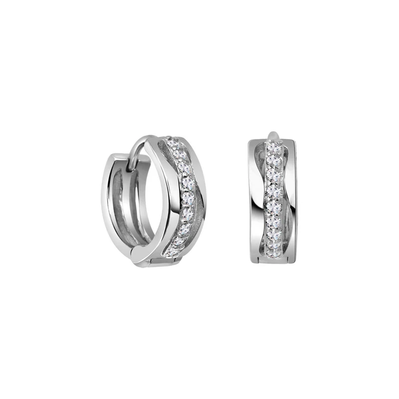 Kolczyki srebrne kółka z cyrkoniami