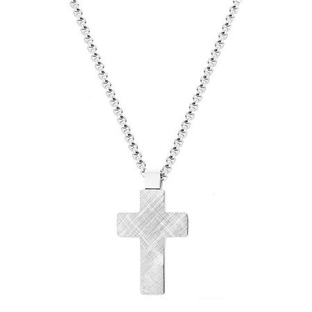 Naszyjnik MANOKI stalowy Krzyż srebrny