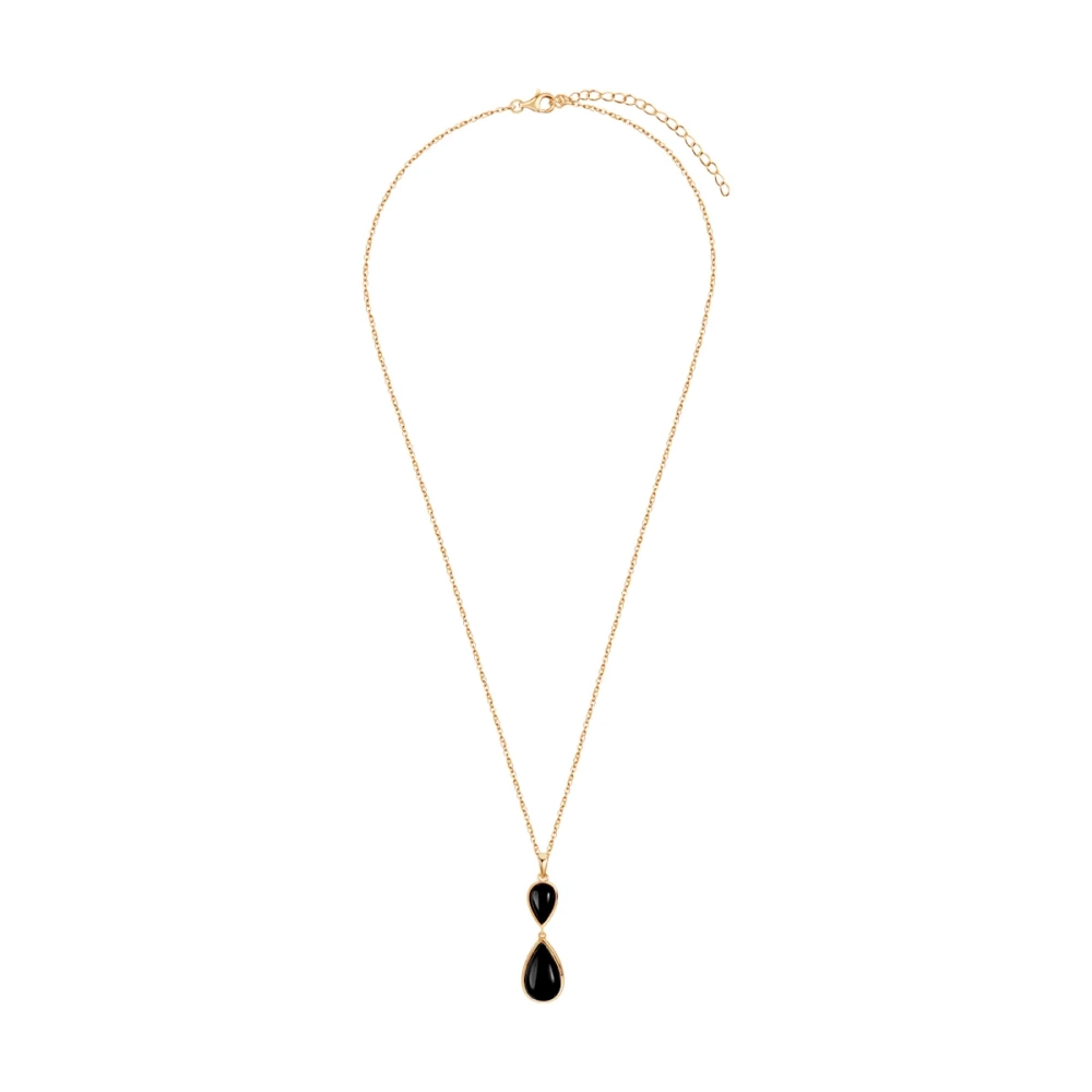 Naszyjnik pozłacany z zawieszką z onyksem