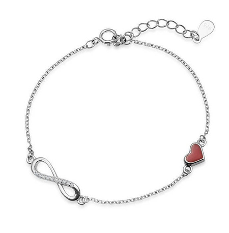 Bransoletka srebrna nieskończoność z serduszkiem
