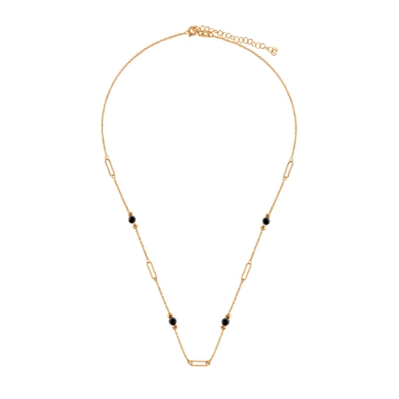 Naszyjnik pozłacany z czarnymi cyrkoniami
