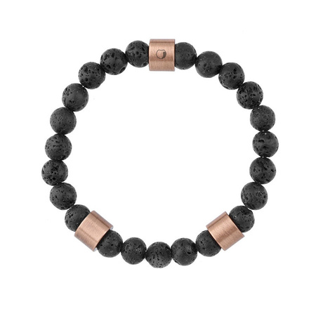 Bransoletka męska stal szlachetna lawa wulkaniczna