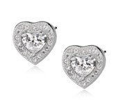 Kolczyki srebro serce cyrkonia