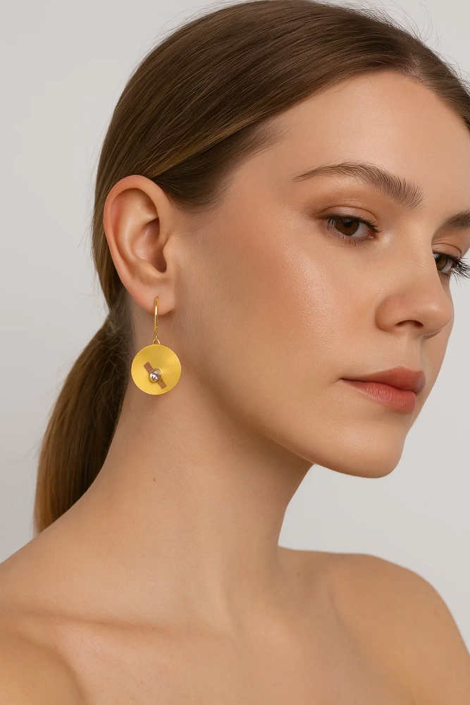 Kolczyki pozłacane wiszące tytan złoty