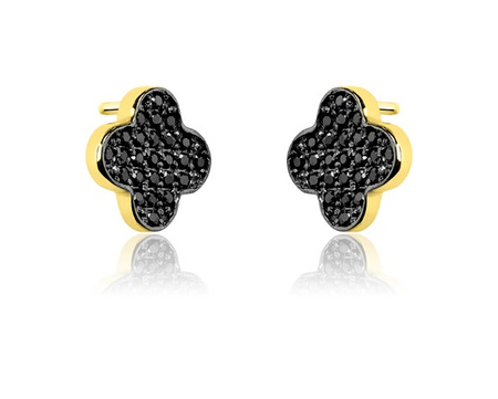 Kolczyki złote koniczynki z cyrkoniami