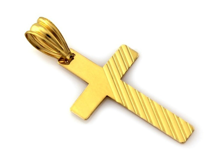 Złoty krzyżyk frezowany Komunia Chrzest Grawer