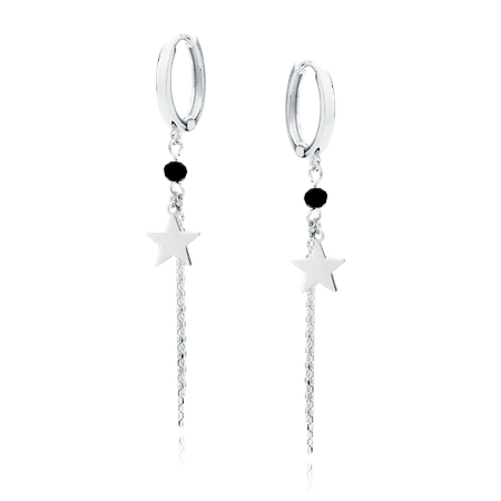 Kolczyki srebrne wiszące kółka gwiazdka i łańcuszki